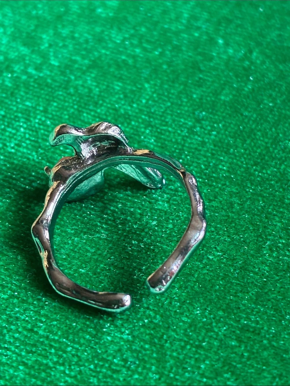 Gothic black raven crow red stone ring open adjustable band Edgar Allan Poe OS